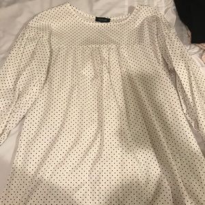 Black and white polka dot babydoll blouse
